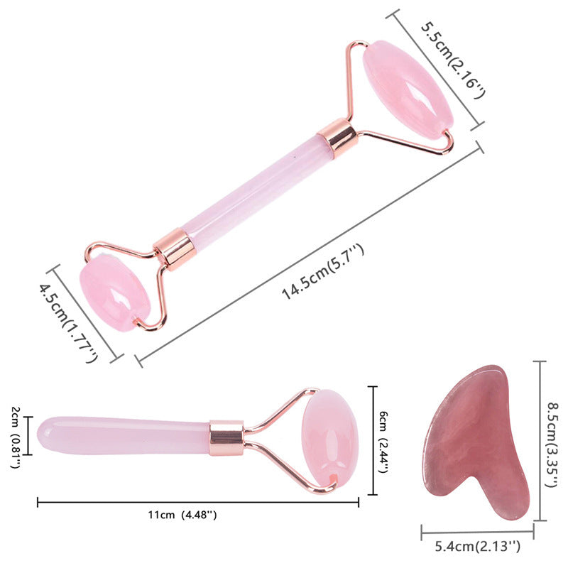 Natural Rose Quartz Roller Slimming Face Massager
