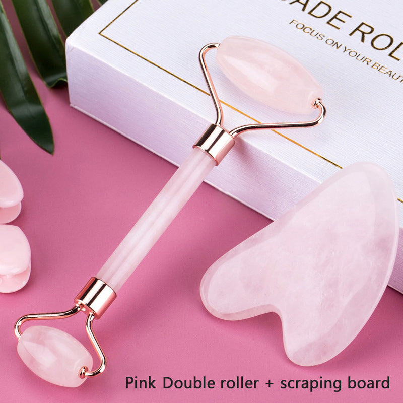 Natural Rose Quartz Roller Slimming Face Massager