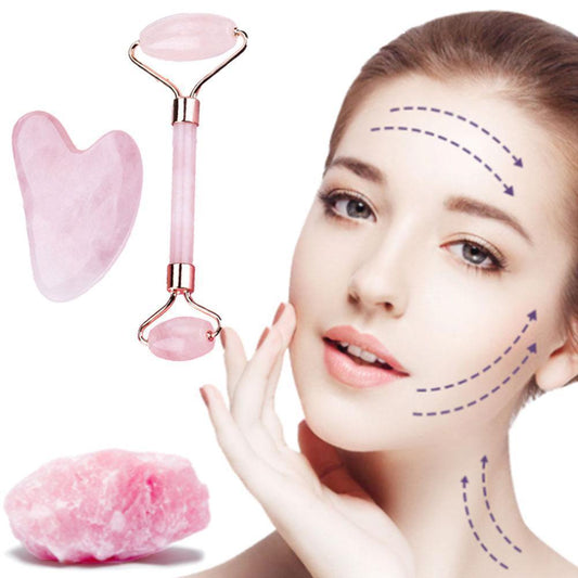 Natural Rose Quartz Roller Slimming Face Massager