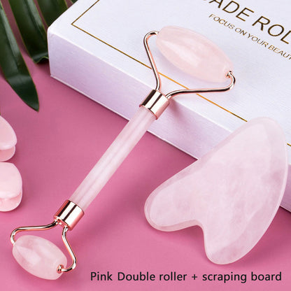 Natural Rose Quartz Roller Slimming Face Massager